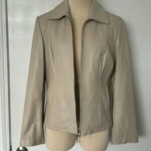 Pamela McCoy geniune leather boxy jacket